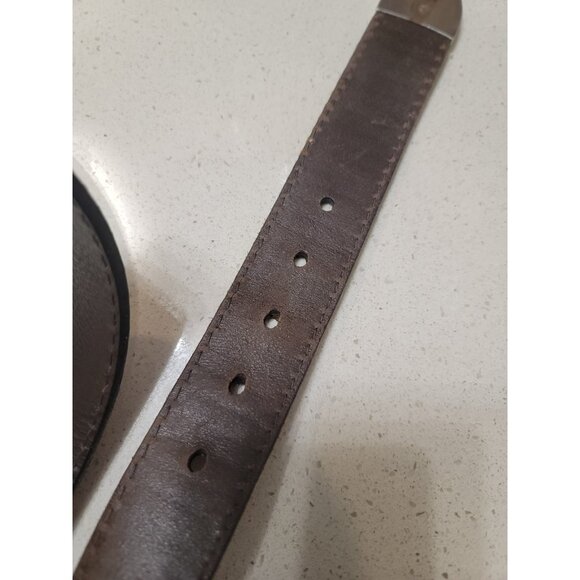 Bison Brand USA Men's Brown Genuine American Bison Leather Belt 42 Vintage - Picture 9 of 10